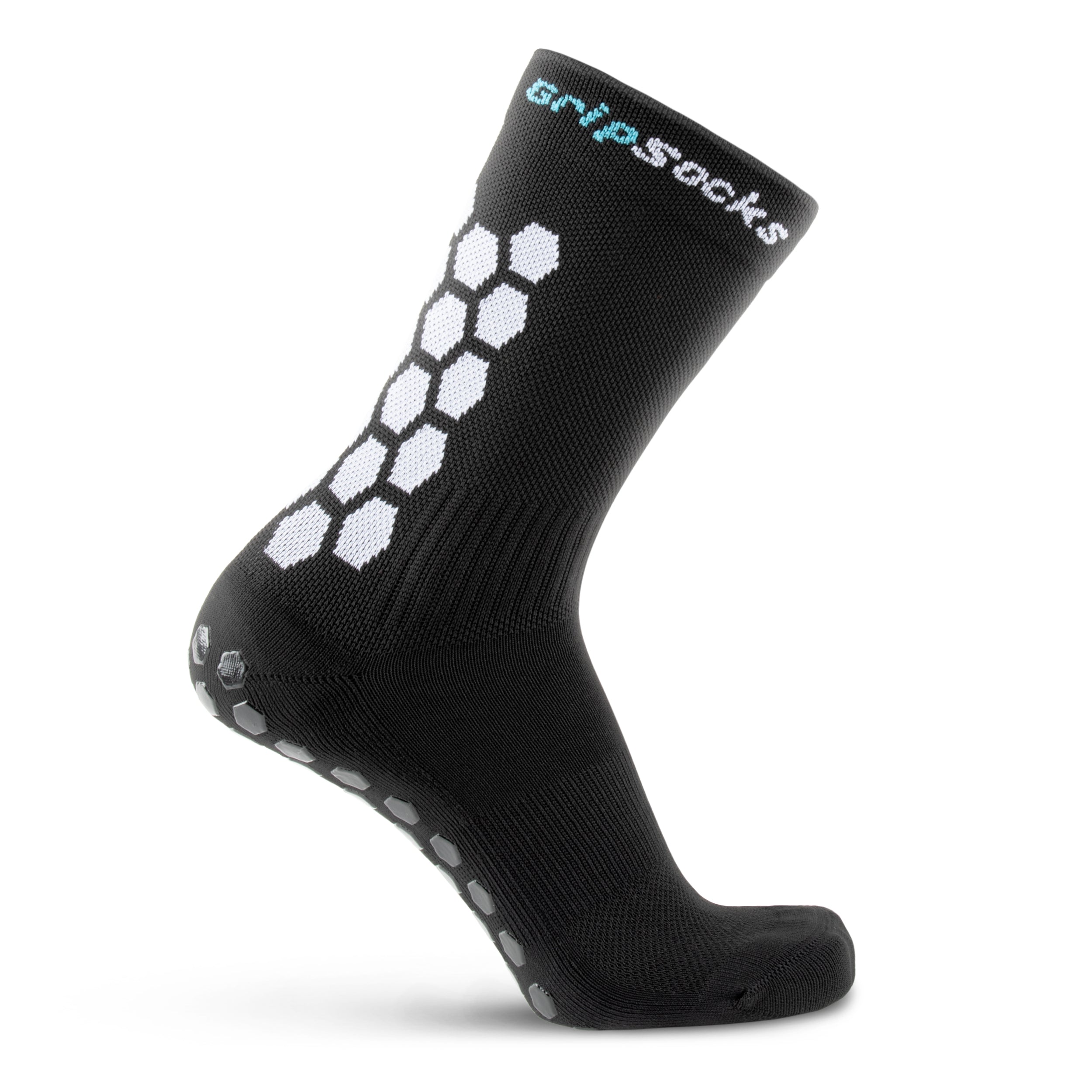 Athletic Socks With Grips - Crew Height - Black