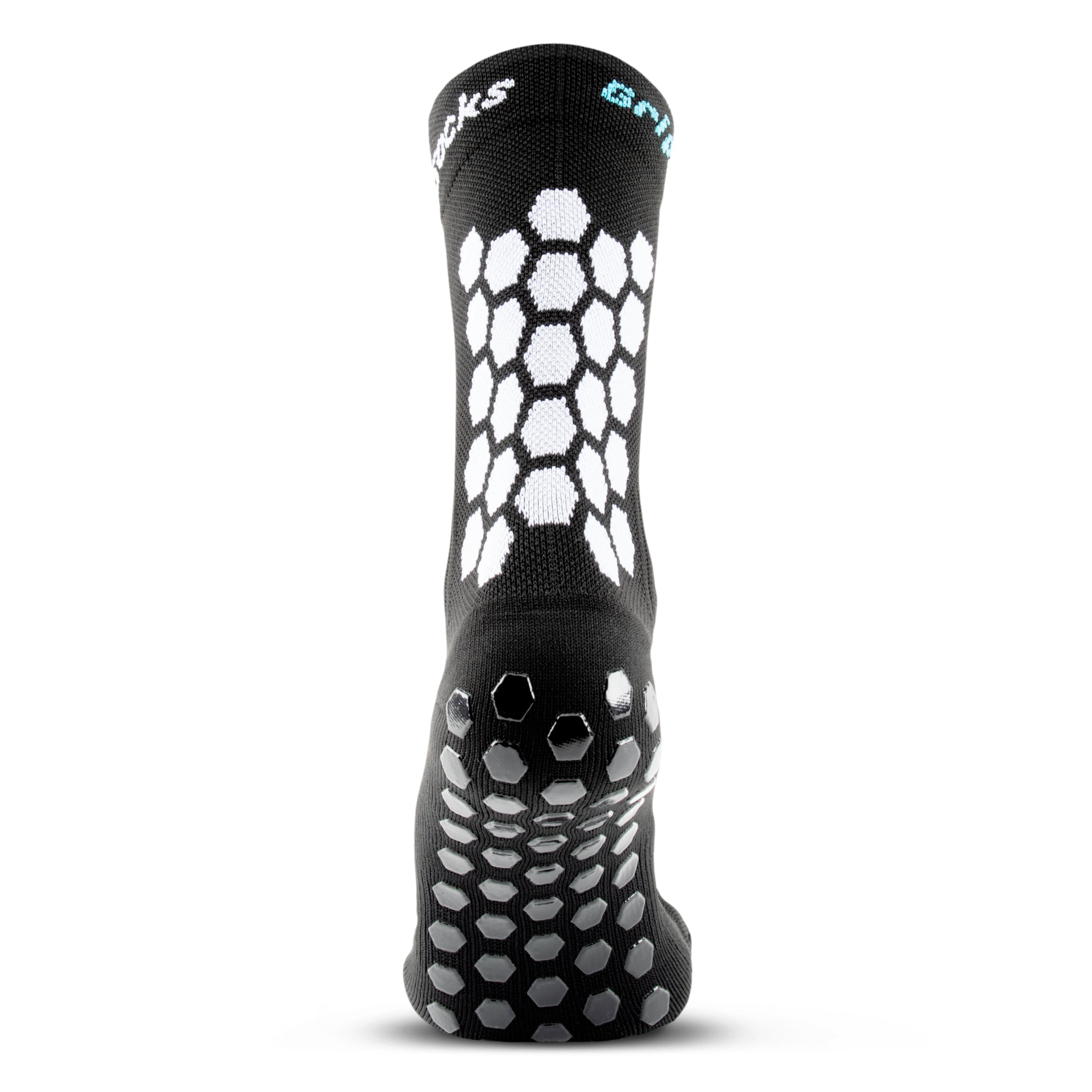 Athletic Socks With Grips - Crew Height - Black