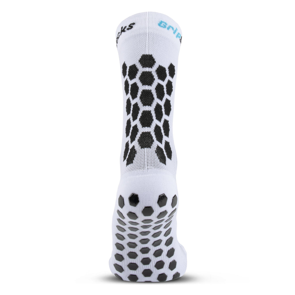 Athletic Socks With Grips - Crew Height - White