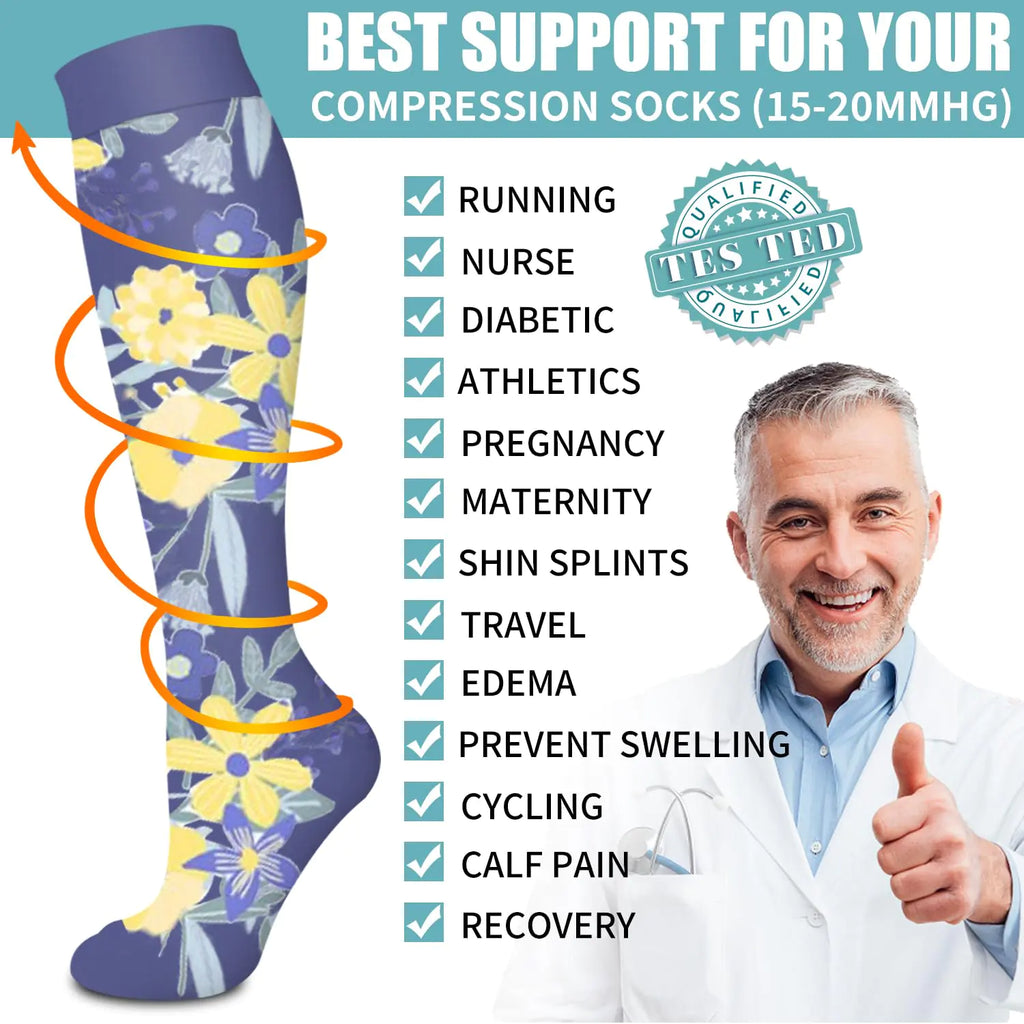 Laite Hebe Compression Socks for Women & Men Circulation(6 pairs)-Graduated Supports Socks for Running, Athletic Sports Assorted34 Large-X-Large