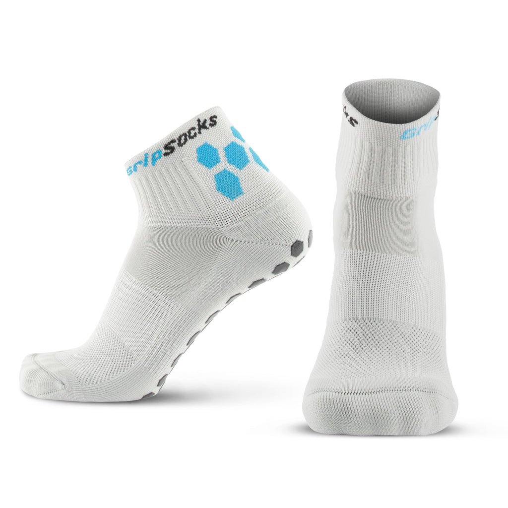 Athletic Socks with Grips - 1/4 Crew - Gray