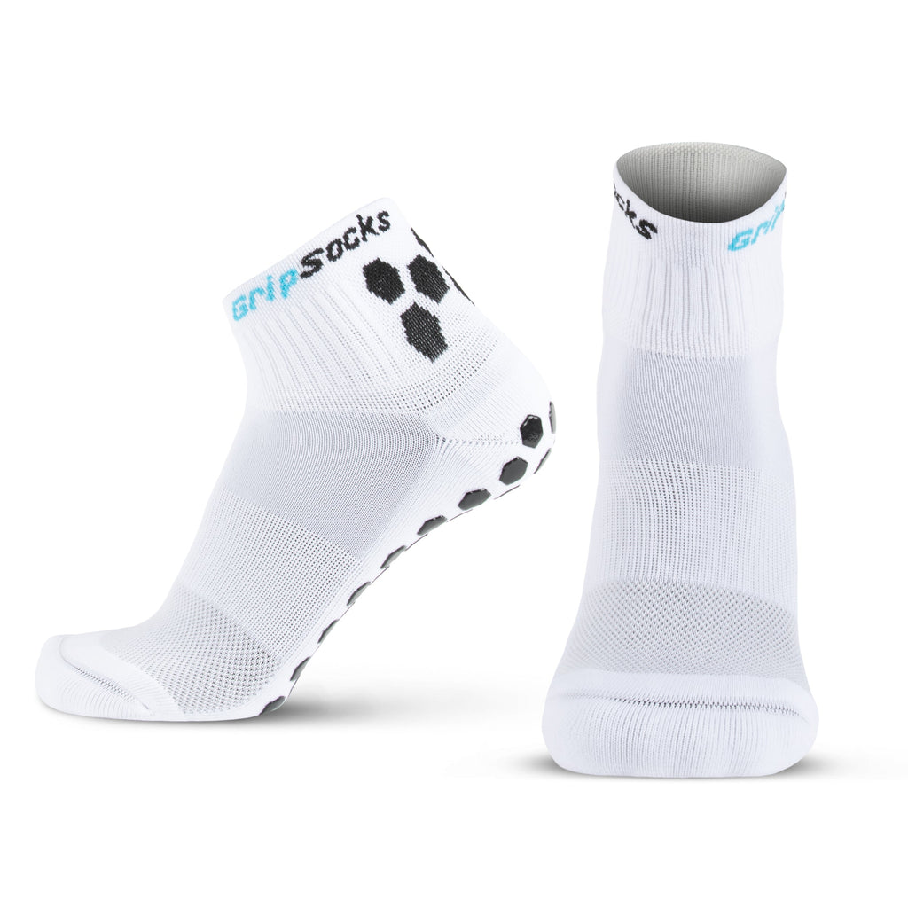 Athletic Socks with Grips - 1/4 Crew - White